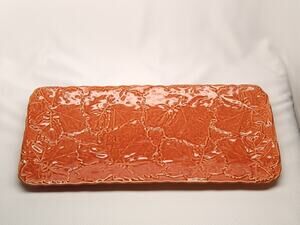 Olfaire Majolica Burnt Orange Rectangular Serving Tray Ceramic Portugal 16.5-In